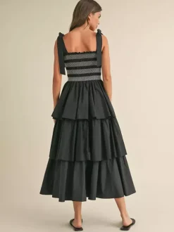 Tiered Smocked Sundress For Women - Boho Tie Strap Long A Line Dress - Summer Beach Party 2026
