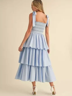 Tiered Smocked Sundress For Women - Boho Tie Strap Long A Line Dress - Summer Beach Party 2026
