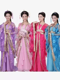 Traditional Chinese Costume Female Tulle Hanfu Dress Ancient Tang Dynasty Clothing 3 Pieces