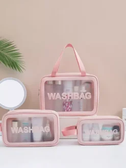 Transparent Cosmetic Bag Three-piece Set Portable Waterproof Toiletries Storage Bag For Women