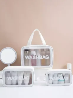 Transparent Cosmetic Bag Three-piece Set Portable Waterproof Toiletries Storage Bag For Women