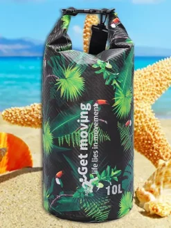 Tropical Floral Print Carbon Fiber Waterproof Roll Top Dry Bag