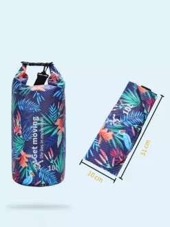 Tropical Floral Print Carbon Fiber Waterproof Roll Top Dry Bag