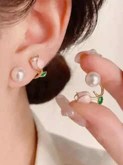 Tulip Flowers And Pearl Earrings For Women 2026