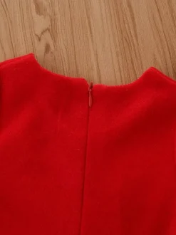 Tunic Dress For Christmas Red Polyester Fiber Christmas Holidays Party Dress