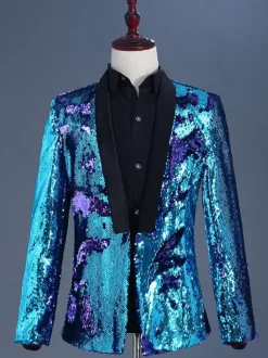 Two-color Flip Sequin Suit Stage Performance Wear Long Sleeves Retro Costumes