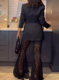 Two Piece Co-ord Set For Women Black And Lace Pants Spring Outfit 2026
