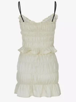 Two Piece Sets Apricot Chic Pleated Resort Wear Straps Neck Layered Sleeveless Skirt Set
