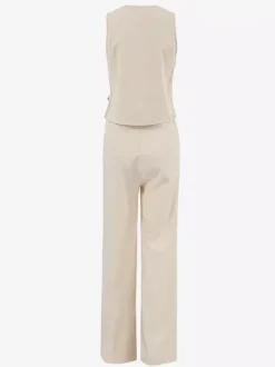 Two Piece Sets Apricot Daily Casual V-Neck Sleeveless Top Pant Set