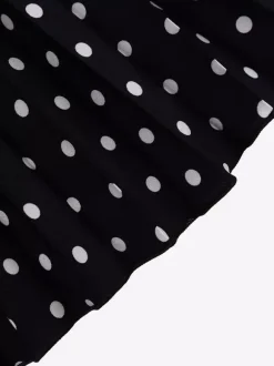 Two Piece Sets Black Casual Polka Dot Street Wear Turndown Collar Short Sleeves Skirt Set