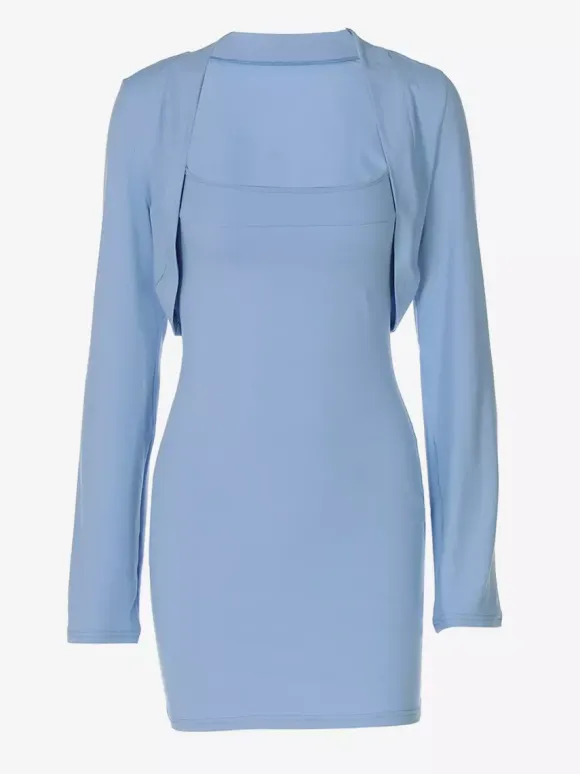 Two Piece Sets Blue Sexy Street Wear Mini Skirt Top Set