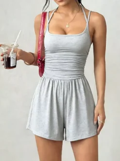 Two Piece Sets Burgundy Casual Daily Casual Scoop Neck Sleeveless Pant Set