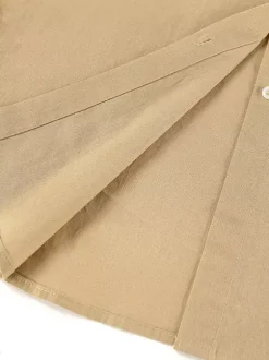 Two Piece Sets Khaki Chic Street Wear Cotton Linen Turndown Collar Long Sleeves Pant Set