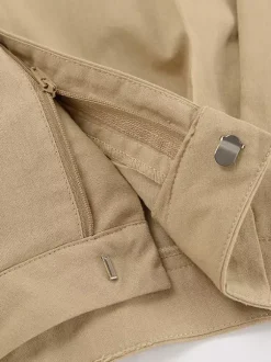 Two Piece Sets Khaki Street Wear V-Neck Sleeveless Top Pant Set