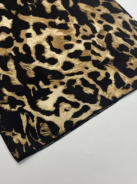 Two Piece Sets Leopard Leopard Print Daily Casual Strapless Long Sleeves Top Pant Set