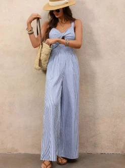 Two Piece Sets Pant Set Blue Chic Resort Wear Cut Out Shaping Sleeveless Dress