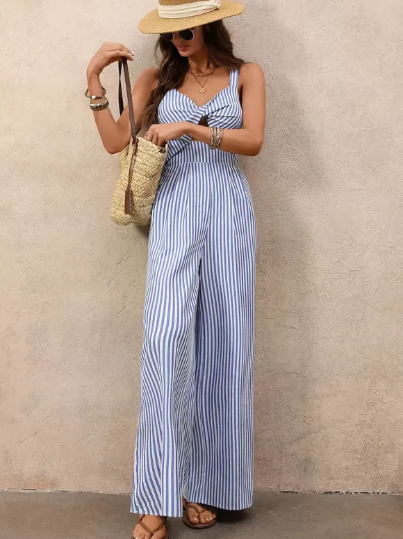 Two Piece Sets Pant Set Blue Chic Resort Wear Cut Out Shaping Sleeveless Dress