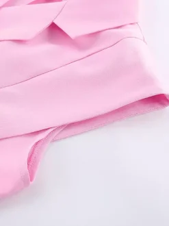 Two Piece Sets Pink Chic Daily Casual Turndown Collar Sleeveless Pant Set