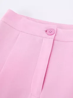 Two Piece Sets Pink Chic Daily Casual Turndown Collar Sleeveless Pant Set