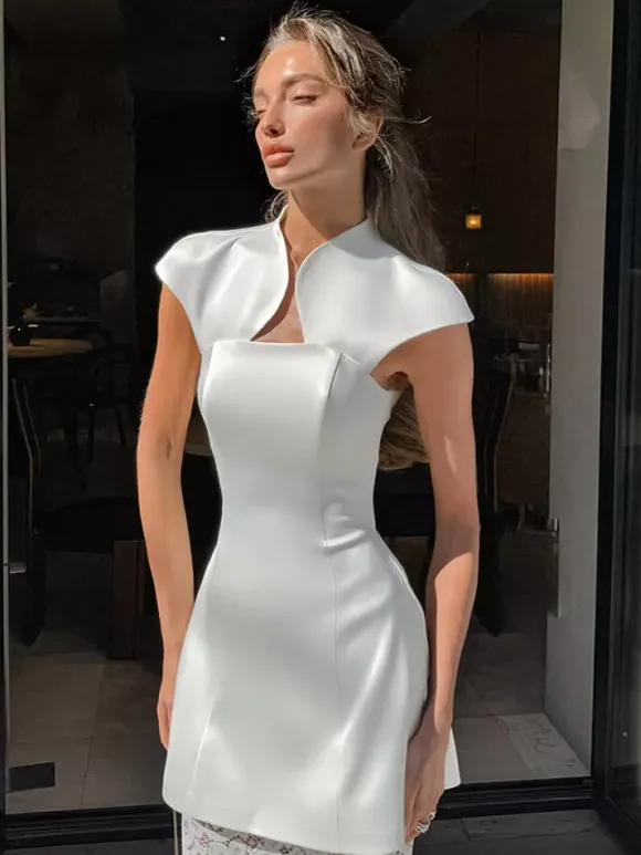 Two Piece Sets White Chic Lace Daily Casual Shaping Sleeveless Skirt Set