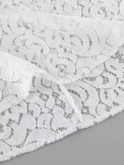 Two Piece Sets White Chic Lace Daily Casual Shaping Sleeveless Skirt Set