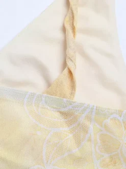 Two Piece Sets Yellow Sexy Street Wear V-Neck Sleeveless Top Skirt Set