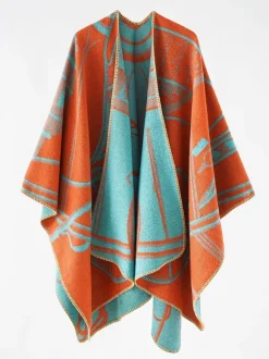 Two-Tone Poncho Daily Casual Elegant Cape