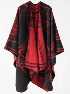 Two-Tone Poncho Daily Casual Elegant Cape