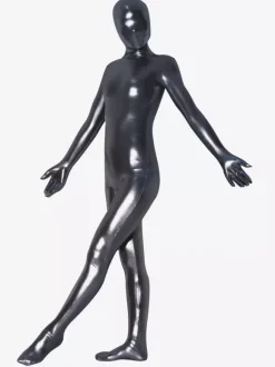 Unisex Silver Gray Shiny Metallic Zentai Suit