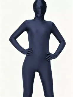 Unisex Dark Blue Lycra Spandex Zentai Suit