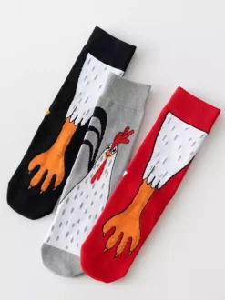 Unisex Funny Chicken Paw Long Socks Cute Animal Print Novelty Socks