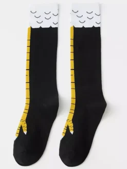 Unisex Funny Chicken Paw Socks Yoga Socks Size M is calf length socks L is over the knee socks
