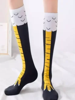 Unisex Funny Chicken Paw Socks Yoga Socks Size M is calf length socks L is over the knee socks