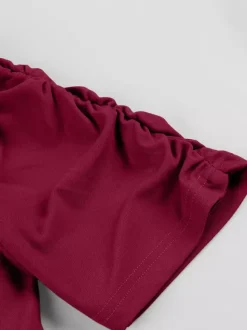 V Neck Ruched Bust Short Sleeve A Line Swing Cocktail Dress For Women 2026