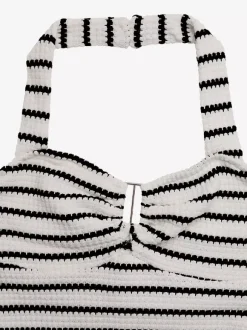Vacation Dresses Bodycon Tight Knit Striped Halter Mini Summer Beach Dress