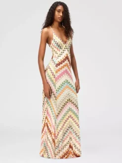 Vacation Dresses Maxi Backless Sleeveless Halter Casual Blue Summer Dress