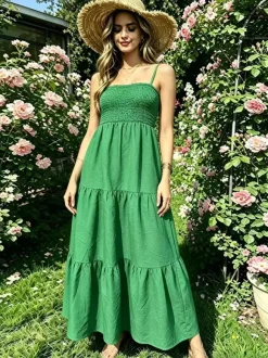 Vacation Dresses Maxi Backless Pleated Sleeveless Straps Neck Chic Light Sky Blue Dress