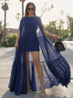 Vacation Dresses Maxi Ruffles Sleeveless Jewel Neck Sexy Black Bohemian Dress