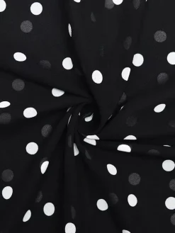 Vacation Dresses Maxi Sleeveless Polka Dot V-Neck Sexy Black Dress