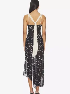 Vacation Dresses Maxi Sleeveless Polka Dot V-Neck Sexy Black Dress