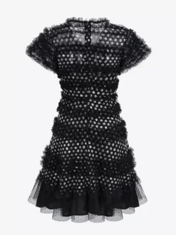 Vacation Dresses Midi Pleated Short Sleeves V-Neck Chic Black Dress