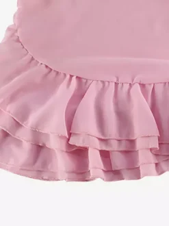 Vacation Dresses Mini Backless Ruffles Long Sleeves Off-The-Shoulder Chic Pink Dresses