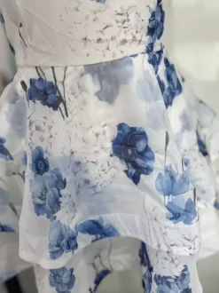 Vacation Dresses Mini Backless Flowers Ruffles Sleeveless Floral Print Halter Elegant Pink Dress