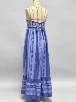 Vacation Dresses Open Shoulder Knitted Sleeveless Patchwork Straps Neck Chic Peach Dress