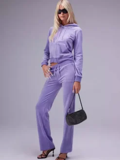 Velour Tracksuit Set Zip-up Hoodie And Pants For Women 2026