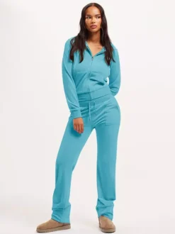 Velour Tracksuit Set Zip-up Hoodie And Pants For Women 2026