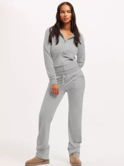 Velour Tracksuit Set Zip-up Hoodie And Pants For Women 2026