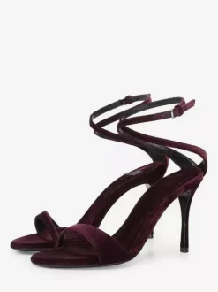 Velvet High Heel Sandals Open Toe Criss Cross Party Shoes