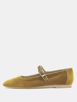 Velvet Ballet Flats Round Toe Mary Jane Ballerina Flats For Women