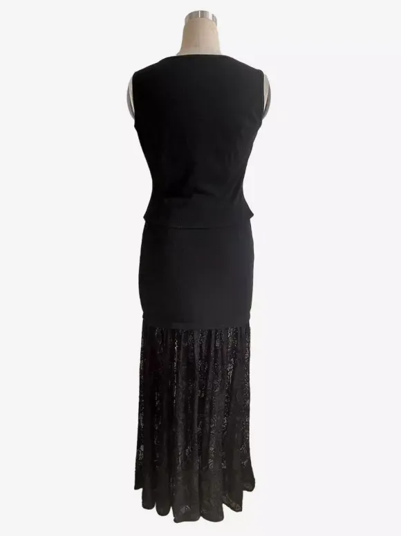 Vest Crop Top And Floral Lace Patchwork Maxi Skirt Two Piece Set For Women 2026